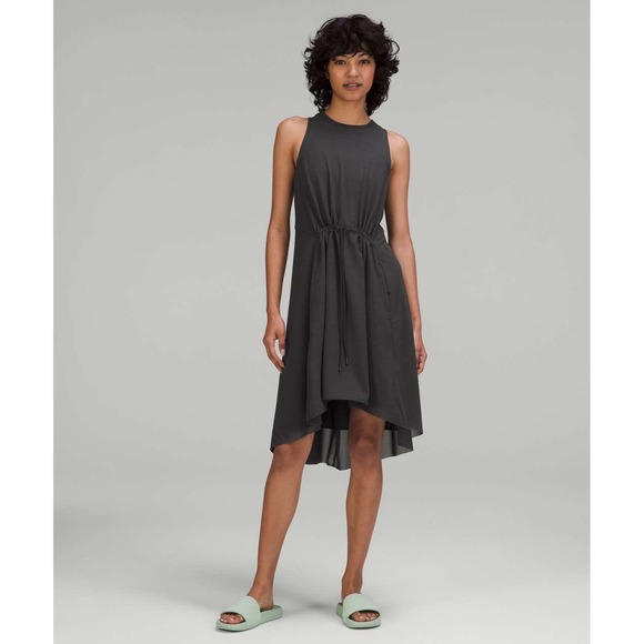 lululemon athletica Dresses & Skirts - Lululemon Mesh Overlay High-Neck Dress Size 8 Graphite‎ Grey Athleisure